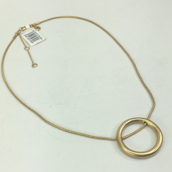 New Madewell Gold tone circle pendant necklace 17"-21"